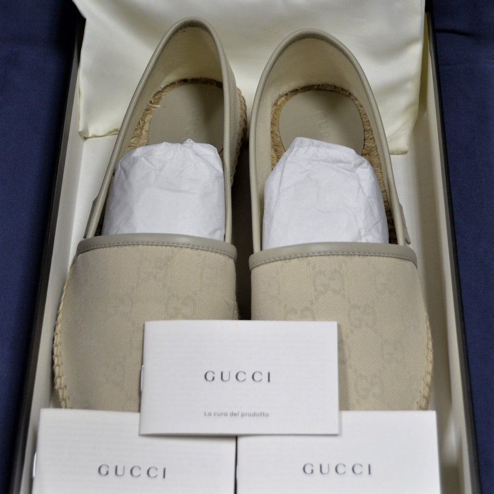 Gucci Fabric Espa. Rubber Sole White SZ 7.5 FV950